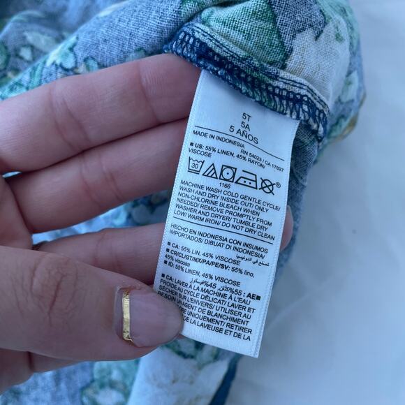 Old Navy Dress Girls 5T Floral Linen Cottagecore Maxi - Picture 4 of 6